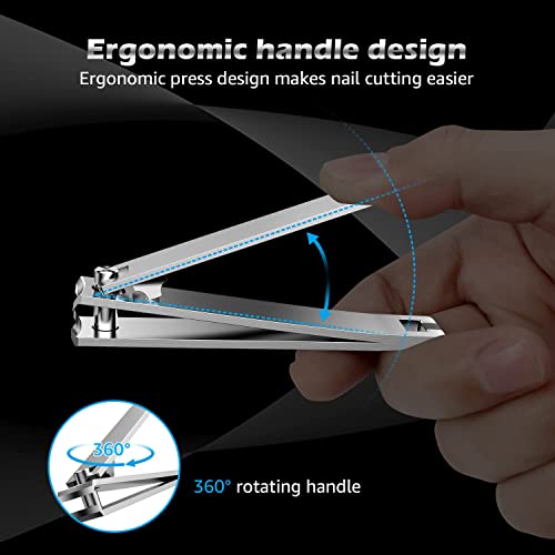 Kaasage Nail Clipper and File - Classic Stainless Steel Nail Cutter with Glas...