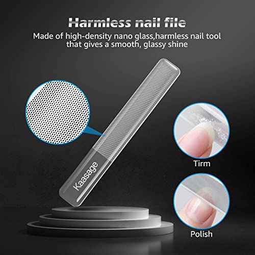Kaasage Nail Clipper and File - Classic Stainless Steel Nail Cutter with Glas...