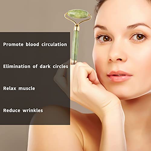 Jade Roller & Gua Sha Set, 2 Packs Jade Gua Sha Facial Tools with Face Roller...