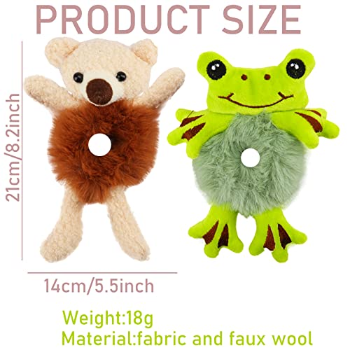 6 PCS Cute Furry Bear Hair Tie Plush Bear Scrunchies Cartoon Hair Head Rope E...
