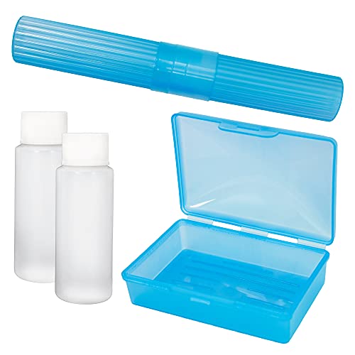 Travel Size Bottles & Plastic Toiletries Set with 1 Toothbrush Cover Case, 1 ...