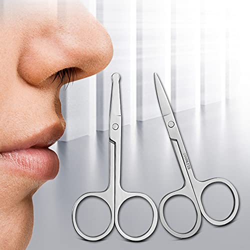 Eyebrow and Nose hair scissors, Curved and Rounded Facial Hair Scissors - Nos...