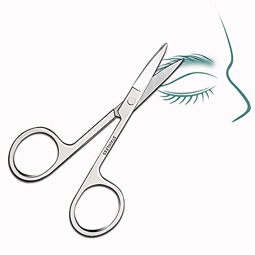 Eyebrow and Nose hair scissors, Curved and Rounded Facial Hair Scissors - Nos...