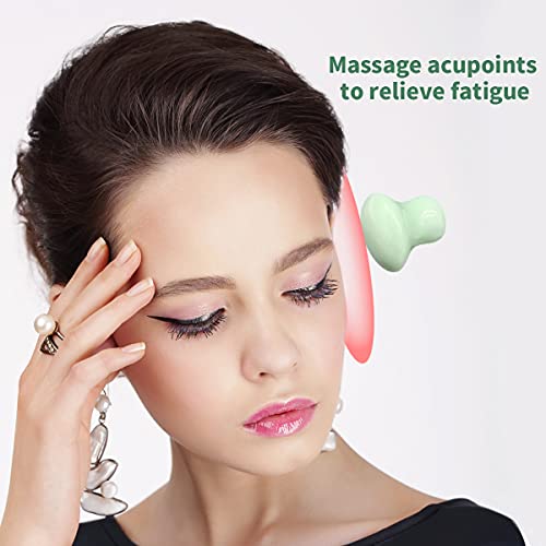 Gua Sha Facial Tool Set For Spa Acupuncture,Natural Jade Roller Stone For The...