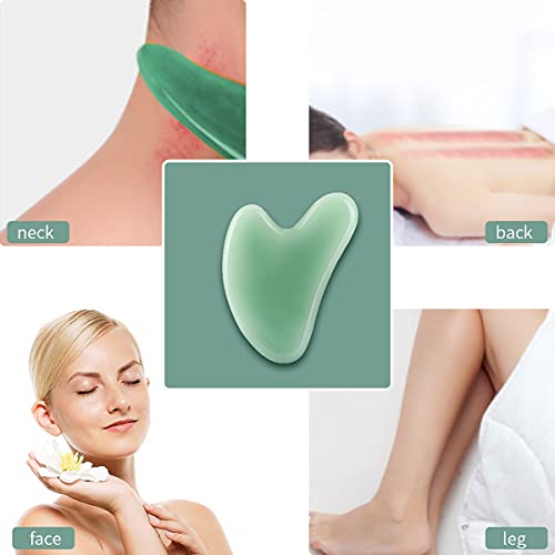 Gua Sha Facial Tool Set For Spa Acupuncture,Natural Jade Roller Stone For The...