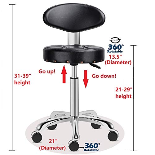 Kaleurrier Rolling Stool Salon Chair with Smooth-Rolling Wheels 360-degree Sw...