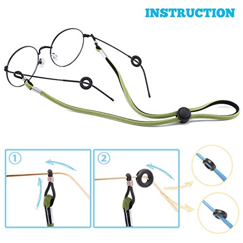 Kalevel 6pcs Eyeglass Holder Strap 3 Styles Adjustable Leather Eyewear Retain...