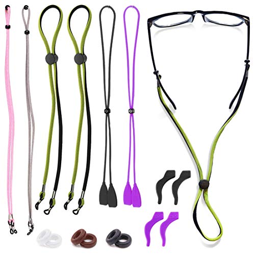 Kalevel 6pcs Eyeglass Holder Strap 3 Styles Adjustable Leather Eyewear Retain...