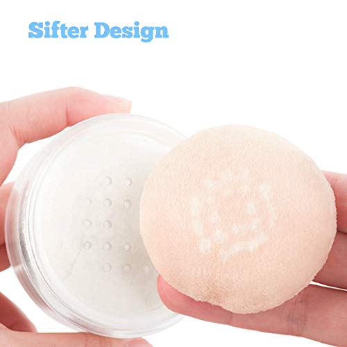 Kalevel Empty Makeup Powder Container 50ml with Puff Loose Face Powder Compac...