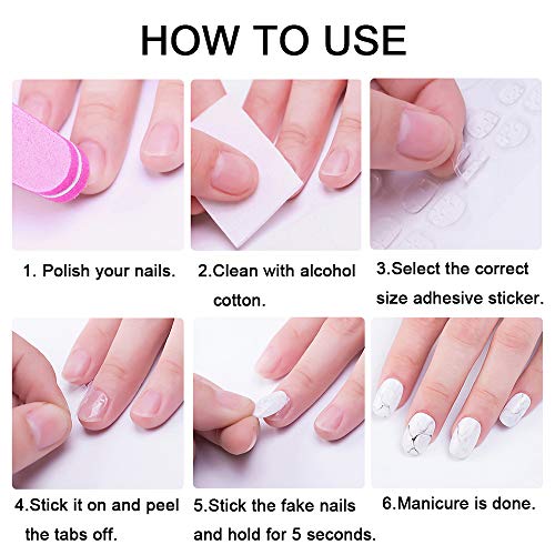 10 Sheets (240pcs) Double-Side Nail Adhesive Tabs, Kalolary Nail Glue Sticker...