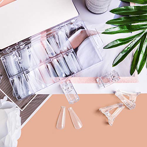 100Pcs Dual Nail Forms T Shape Gel Nail Extension Mold with 10Pcs Nail Tips C...