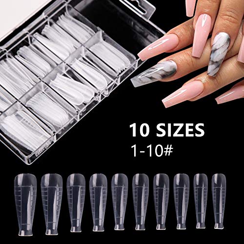 100Pcs Dual Nail Forms T Shape Gel Nail Extension Mold with 10Pcs Nail Tips C...
