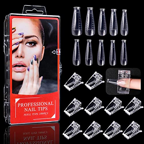 100Pcs Dual Nail Forms T Shape Gel Nail Extension Mold with 10Pcs Nail Tips C...