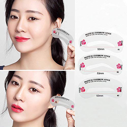 24 PCS Eyebrow Shaping Stencils, Kalolary Eyebrow Grooming Stencil Kit Shapin...