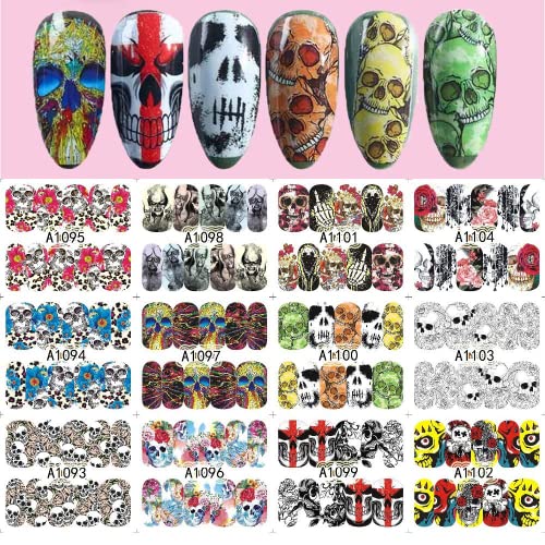 48 Sheets Halloween Nail Art Stickers Decals, Kalolary Halloween Water Transf...