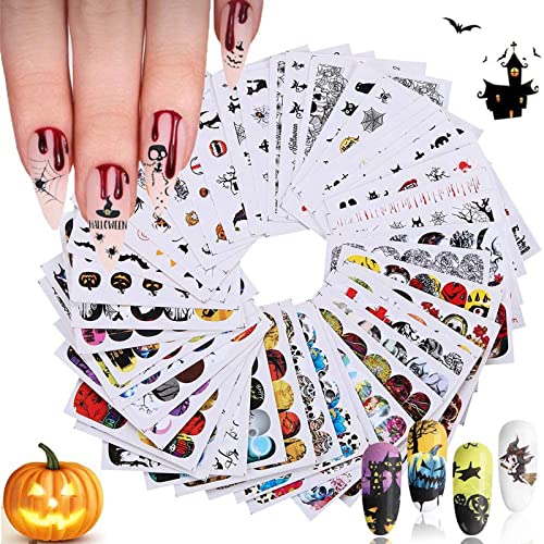 48 Sheets Halloween Nail Art Stickers Decals, Kalolary Halloween Water Transf...