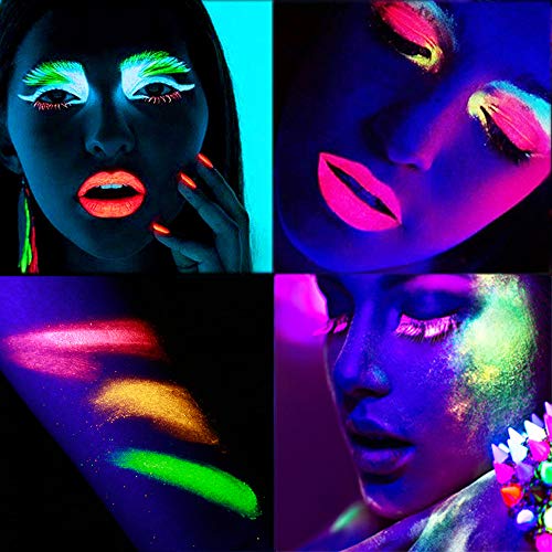 Glow in the Dark Makeup, Kalolary Neon Eyeshadow Glow Palette UV Glow Blackli...