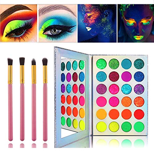 Glow in the Dark Makeup, Kalolary Neon Eyeshadow Glow Palette UV Glow Blackli...