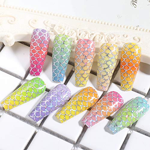 Kalolary 10 Sheets Mermaid Nail Foil Transfer Stickers, Holographic Gradient ...