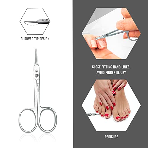 KAMICURE | Extra Fine Curved Cuticle Scissors for Men Women - Multi Purpose S...