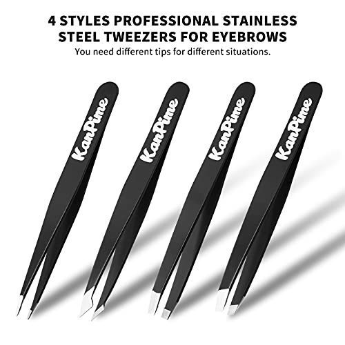 Tweezers Set - KanPime Professional Stainless Steel Tweezers with Storage Cas...
