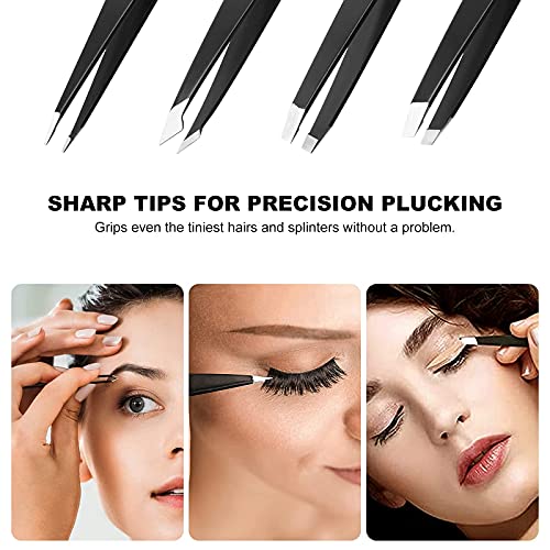 Tweezers Set - KanPime Professional Stainless Steel Tweezers with Storage Cas...