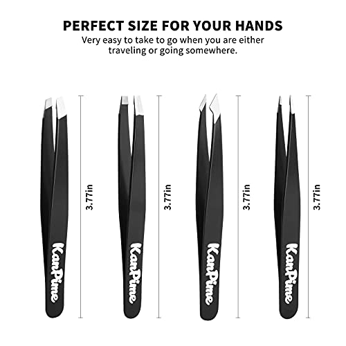 Tweezers Set - KanPime Professional Stainless Steel Tweezers with Storage Cas...