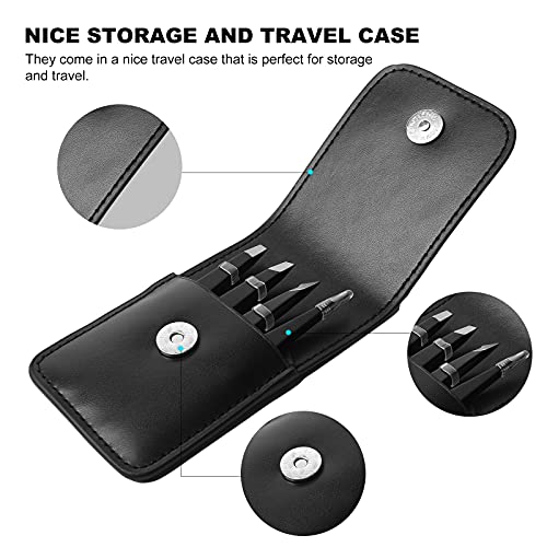 Tweezers Set - KanPime Professional Stainless Steel Tweezers with Storage Cas...