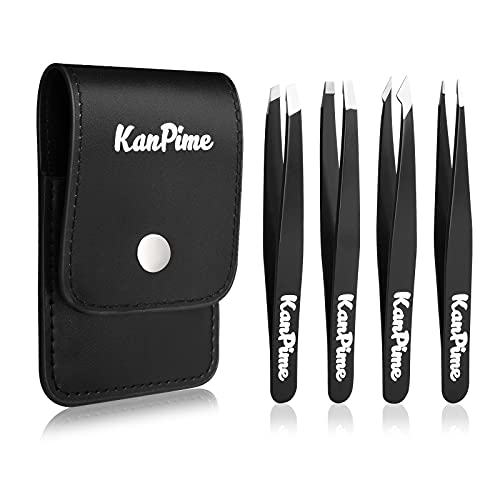 Tweezers Set - KanPime Professional Stainless Steel Tweezers with Storage Cas...