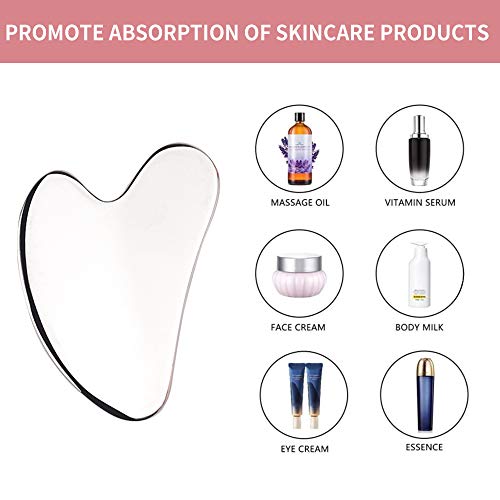 Gua Sha Stainless Steel Facial Massage Acupuncture Tool Kit with Face, Neck a...