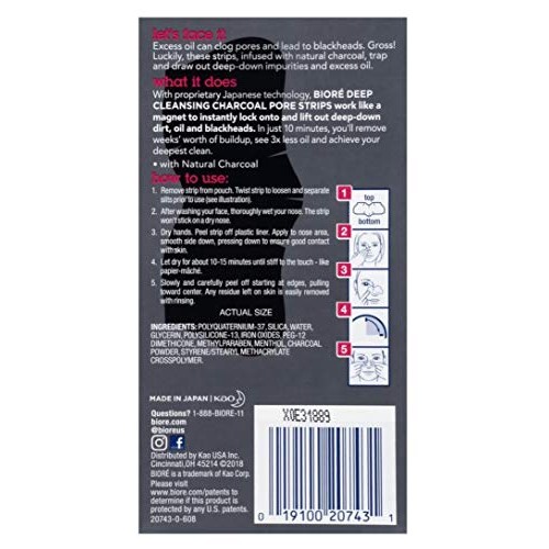 Biore Charcoal Deep Cleansing Pore Strips 6 Count (3 Pack)