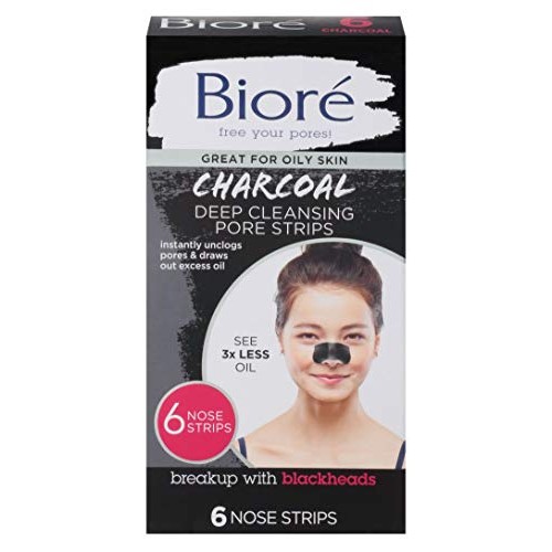 Biore Charcoal Deep Cleansing Pore Strips 6 Count (3 Pack)