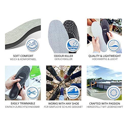 6 Pair Pack Anti Odour Shoe Insoles Set with Odor Eating Charcoal | Shoe Inse...