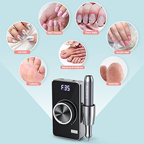 KARITE Rechargeable Nail Drill, 35000RPM Professional Acrylic Nail Drill Mach...