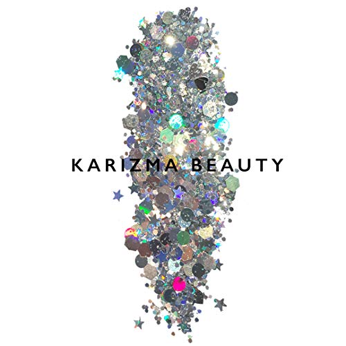 KARIZMA Holographic Silver Body Glitter. 10g Chunky Face Glitter, Hair Glitte...