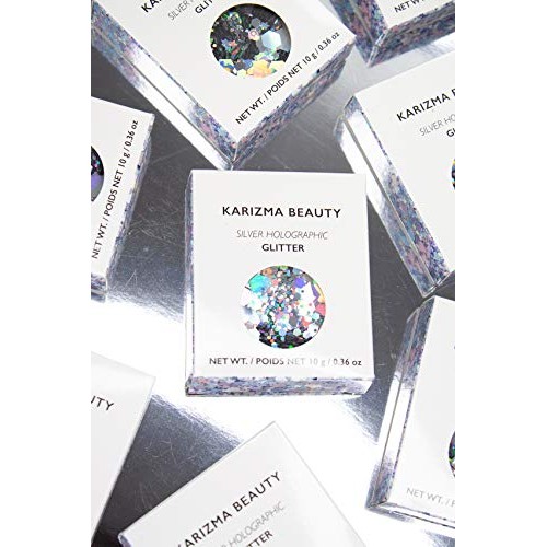 KARIZMA Holographic Silver Body Glitter. 10g Chunky Face Glitter, Hair Glitte...