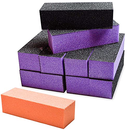 Karlash 10 Pcs Purple Black Nail Buffer Sanding Block Polisher Buffing File N...