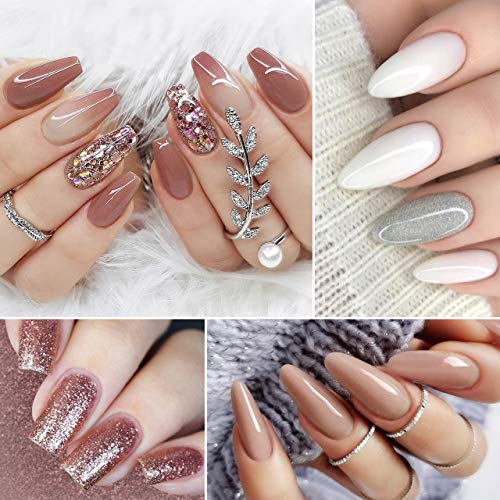 Gel Nail Polish Kit, Kastiny 9Pcs Champagne Gold Soak Off Gel Nail Collection...