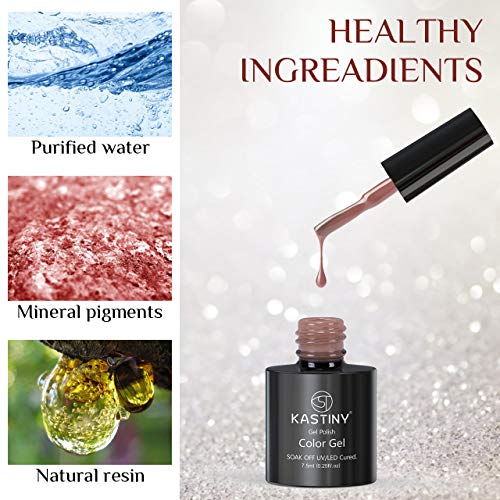 Gel Nail Polish Kit, Kastiny 9Pcs Champagne Gold Soak Off Gel Nail Collection...