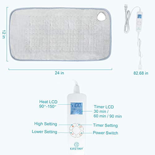 Heating Pad, Kastiny Electric Heat Pads for Back Pain and Cramps Relief, Weig...