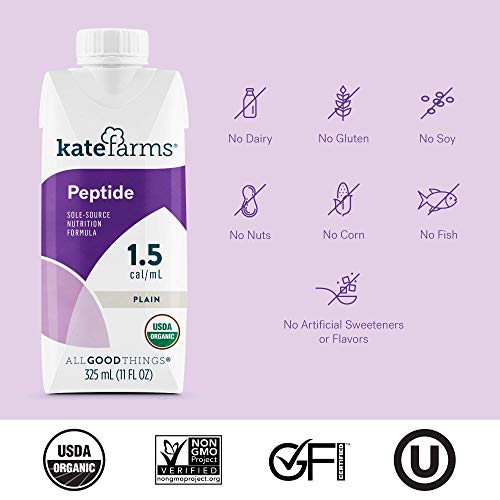 Kate Farms Adult Peptide 1.5 Sole-Source Nutrition Formula, Organic Enzymatic...