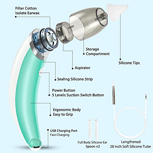 Ear Wax Removal Tool Electric Ear Cleaner Soft Earwax Removal Kit USB Charge ...