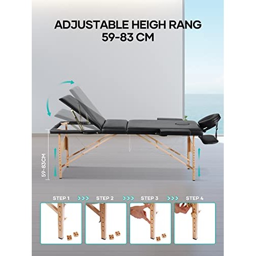 Massage Table Portable Folding Massage Bed 3 Section Professional Salon SPA R...