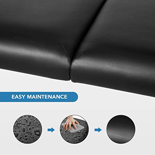 Massage Table Spa Bed Portable 3 Sections Wooden Legs with Face Hole Carrying...