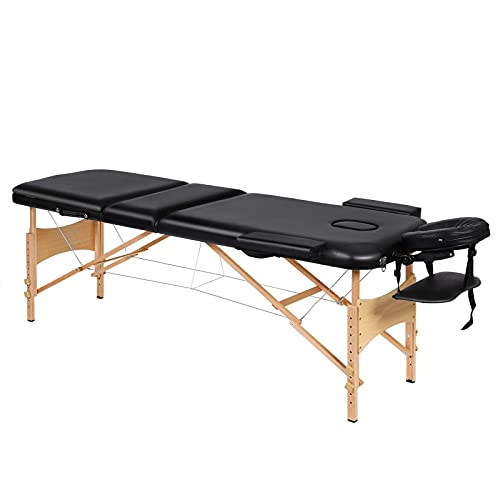 Portable Massage Table Professional Adjustable Folding Bed with 3 Sections Wo...