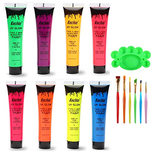 Halloween UV Glow Blacklight Face and Body Paint -8 Color 1OZ - Day or Night ...