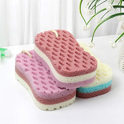 KECUCO 3 Pcs Bath Sponge for Women, Men, Kids, Sponge Loofah Body Scrubber Sh...