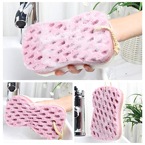 KECUCO 3 Pcs Bath Sponge for Women, Men, Kids, Sponge Loofah Body Scrubber Sh...