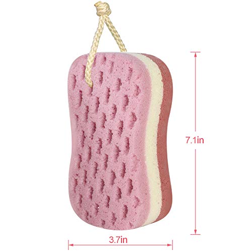 KECUCO 3 Pcs Bath Sponge for Women, Men, Kids, Sponge Loofah Body Scrubber Sh...