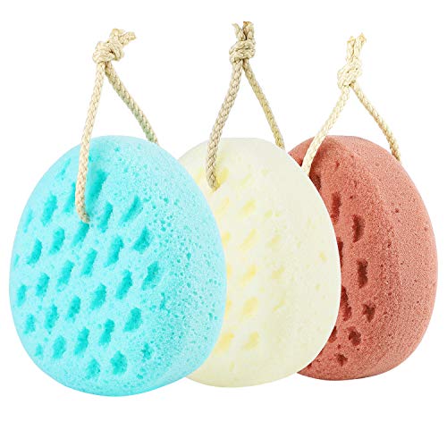 KECUCO 3 Pcs Bath Sponge for Women, Men, Teenager. Sponge Loofah Body Scrubbe...